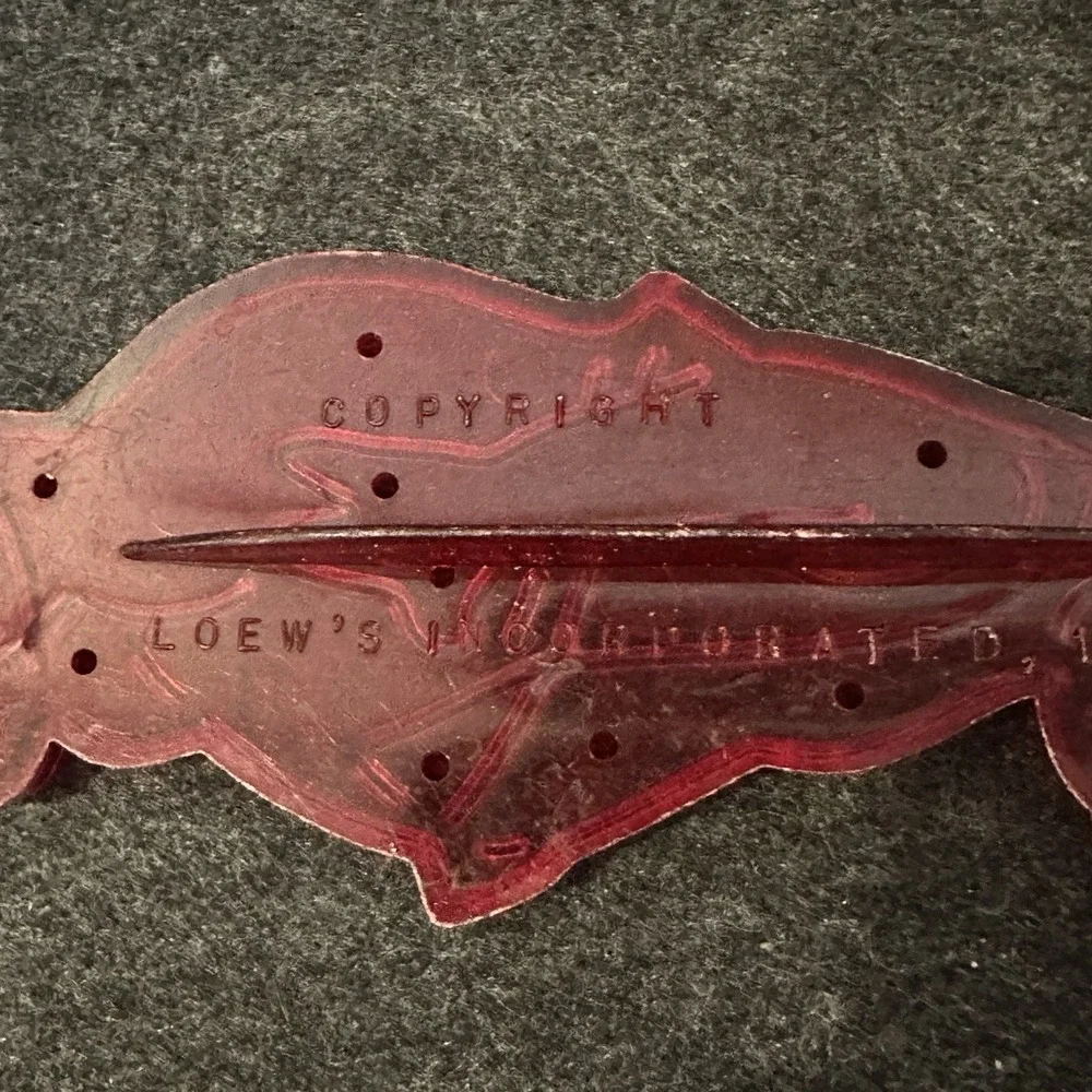 Vintage 1956 Loews Inc Barney Bear cartoon cookie cutter Red Plastic
